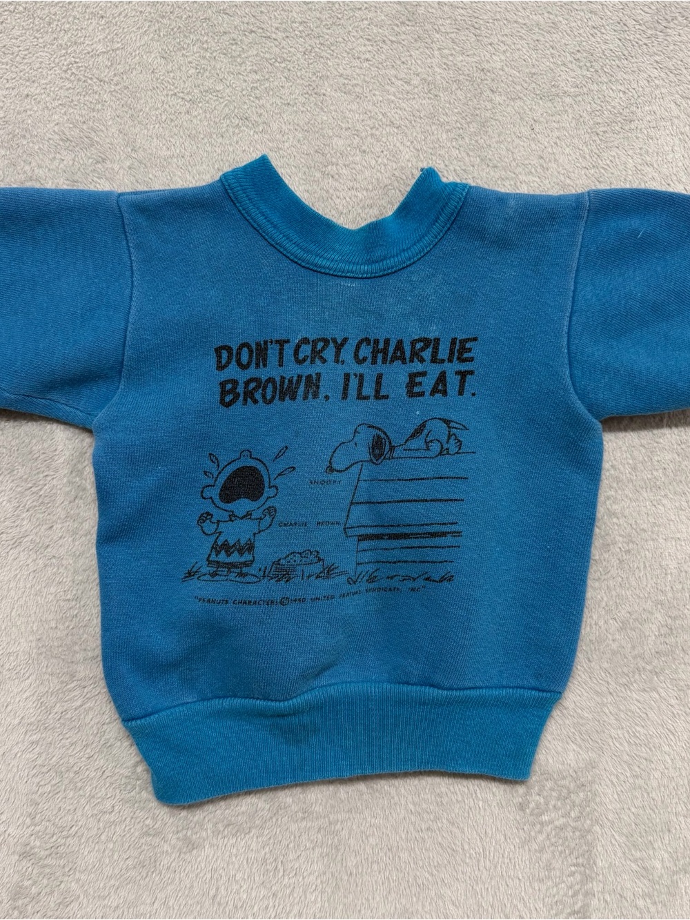 Vintage 1960s Peanuts Snoopy Charlie Brown Kid's Sweatshirt Small 12”x13”